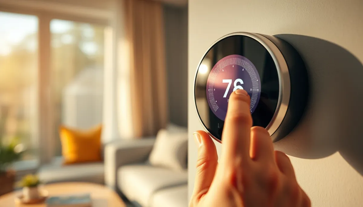 Main réglant un thermostat intelligent pour une meilleure efficacité énergétique