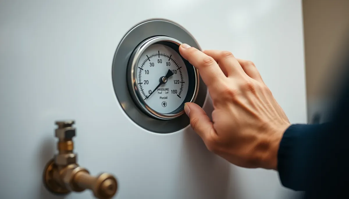 Vérification de la pression d'eau sur le manomètre d'une chaudière murale
