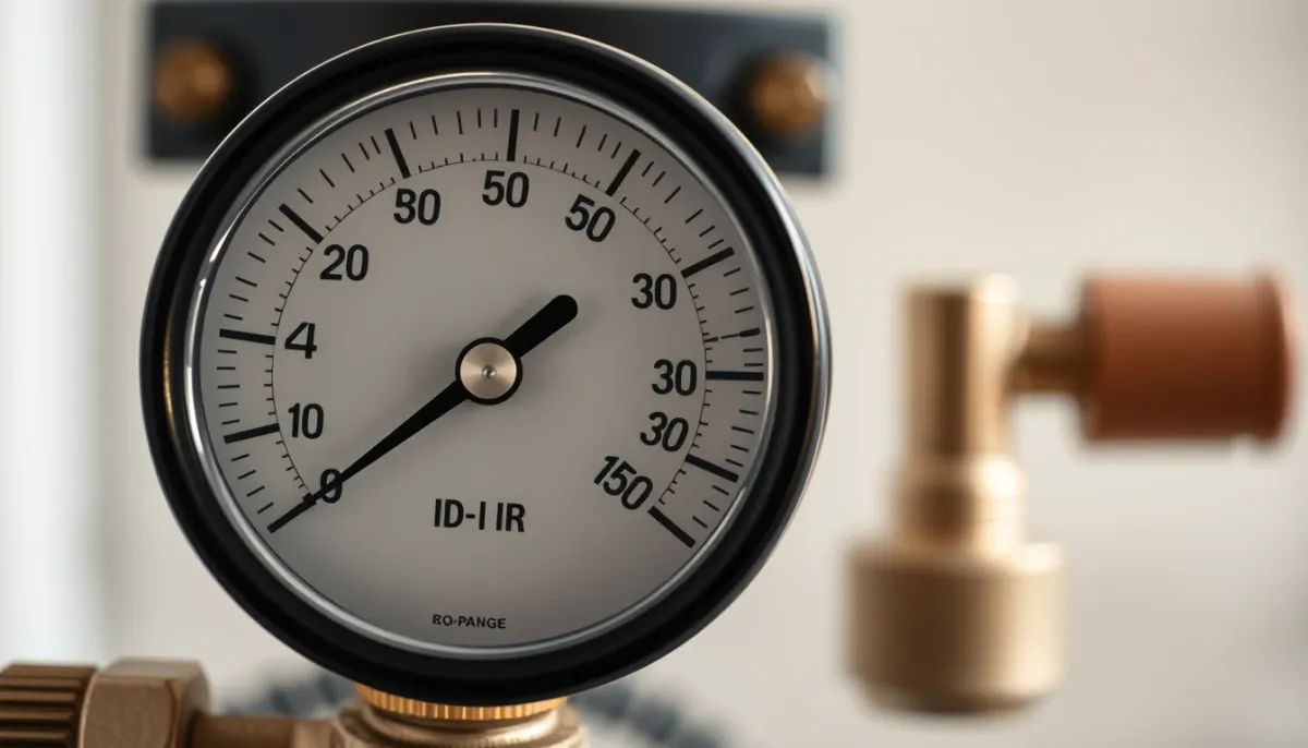 Manomètre de chaudière indiquant une pression entre 1 et 1,5 bar avec robinet de remplissage