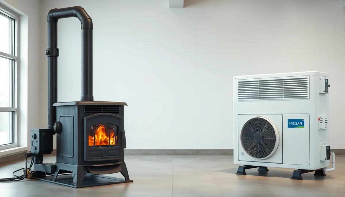 Comparaison entre un ancien poêle à granulés et une pompe à chaleur moderne